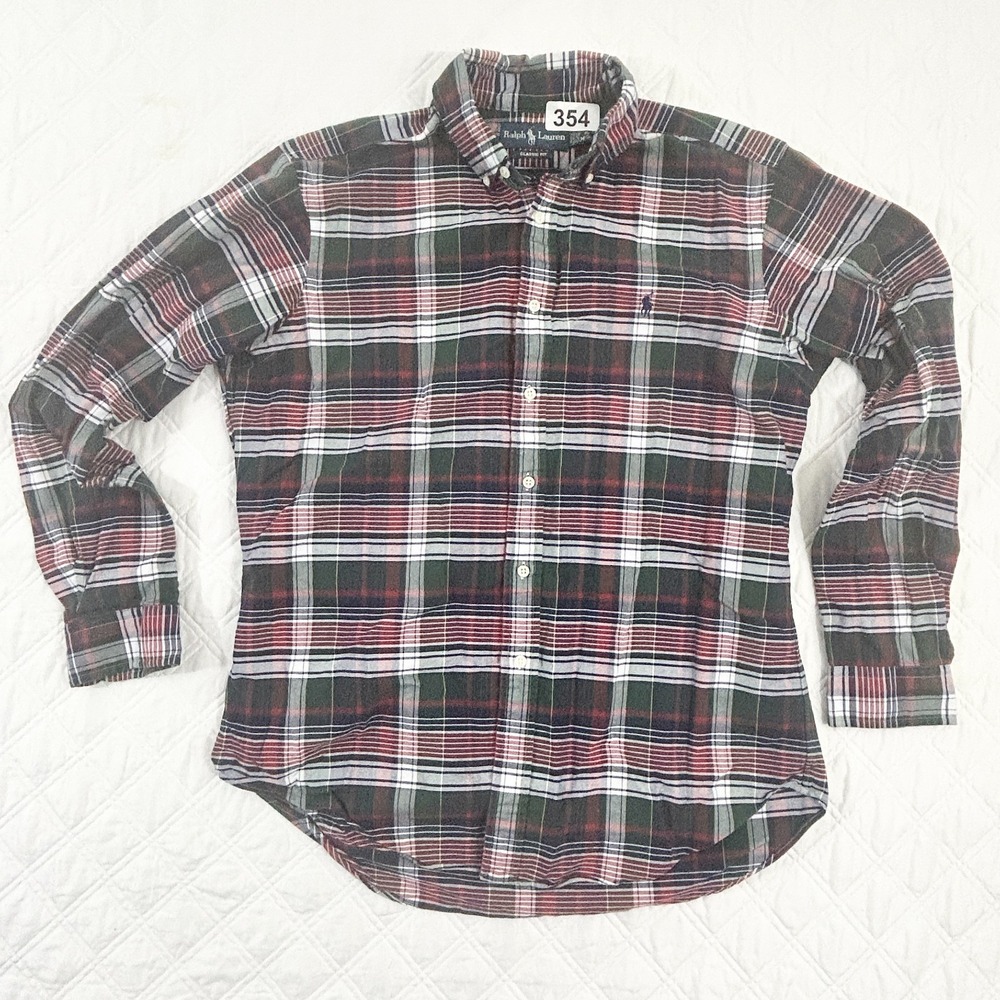 Ralph Lauren Mens 16 34-35 Long Sleeve Plaid Tartan Button Down Classic Fit